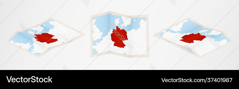 Folded map germany in three different versions Vector Image