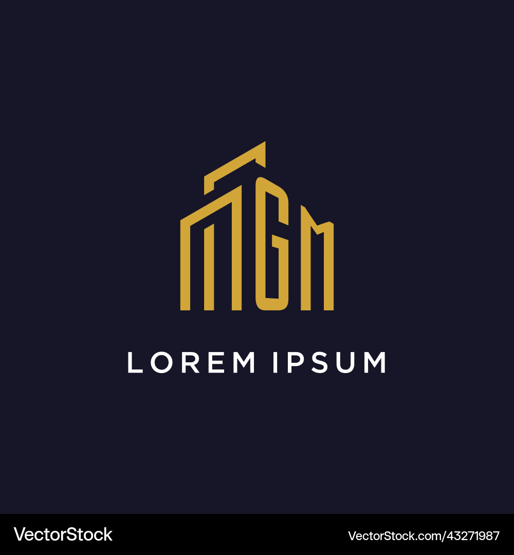 Gm initial monogram with building logo design vector image