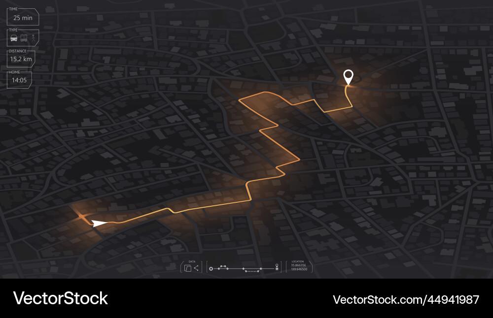 Gps map navigation to own house view from above Gps map navigation to own house view from above vector image