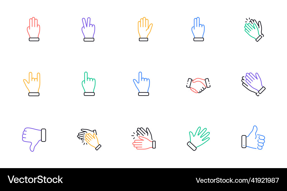 Hand gestures line icons handshake clapping Vector Image