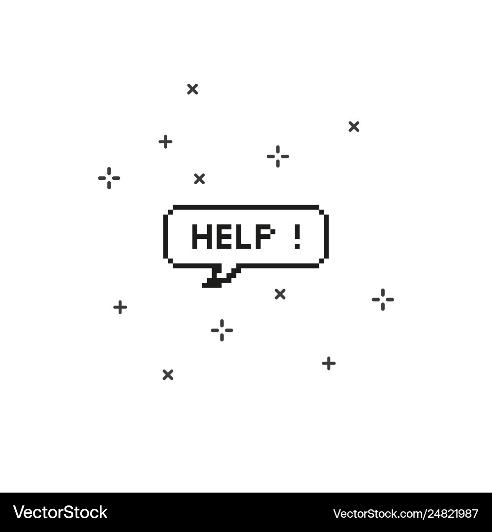 Help in speech bubble 8 bit pixel art Help in speech bubble 8 bit pixel art vector image