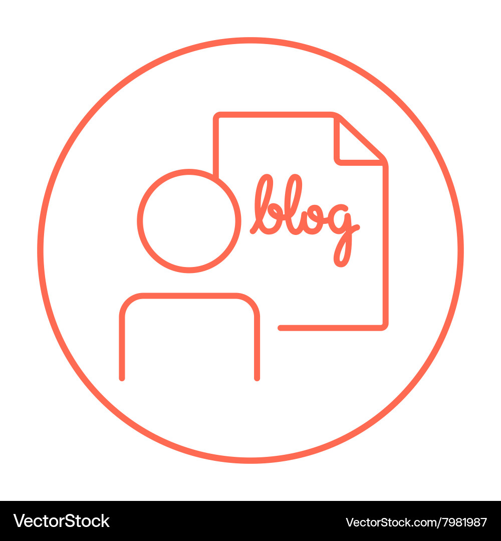 Man and sheet with word blog line icon Vector Image