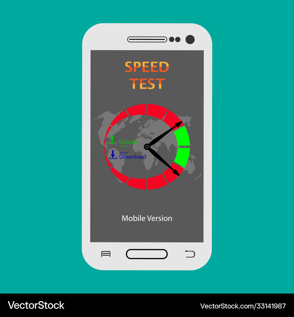 Mobile version speed test program vector image