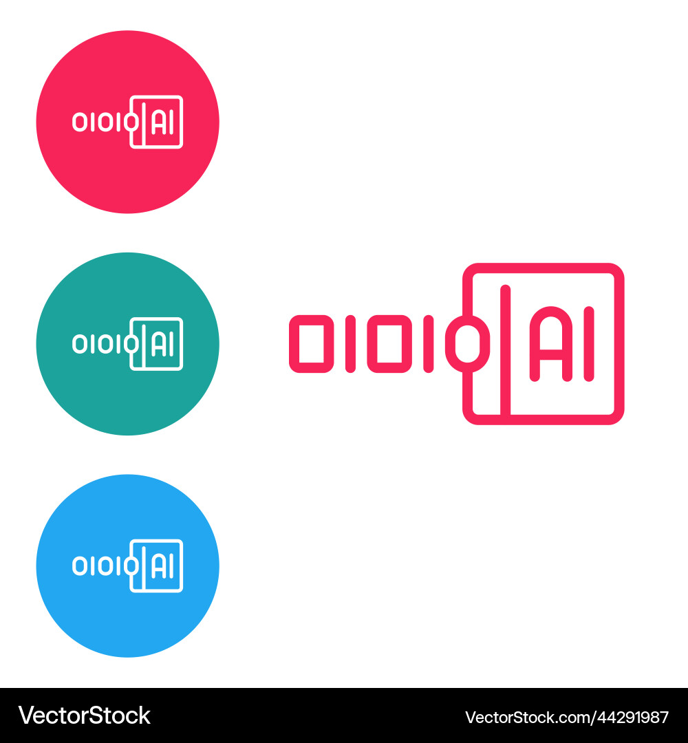 Red line binary code icon isolated on white Red line binary code icon isolated on white vector image