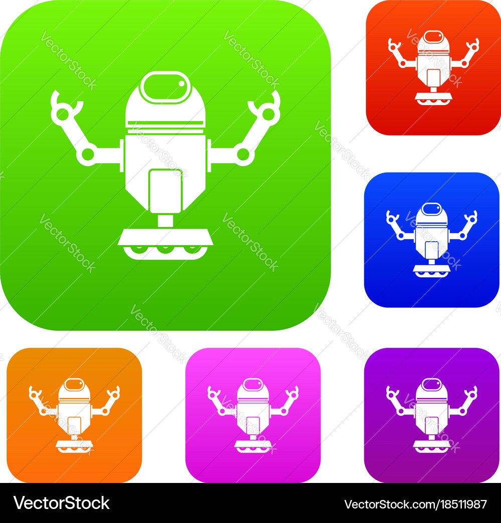 Robot on wheels set color collection Vector Image