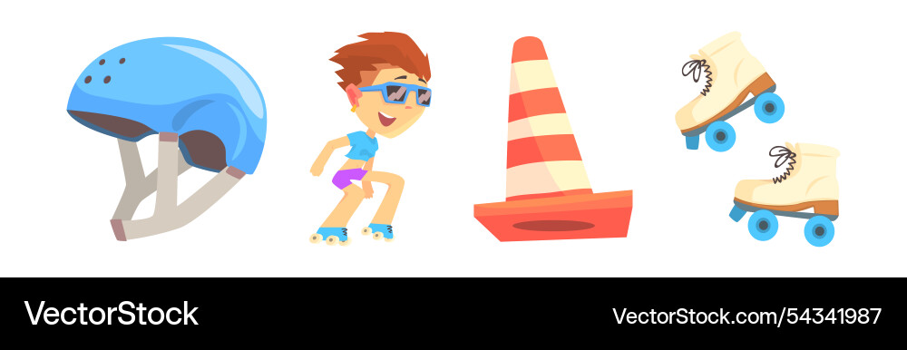 Roller skating object and colorful attributes Roller skating object and colorful attributes vector image