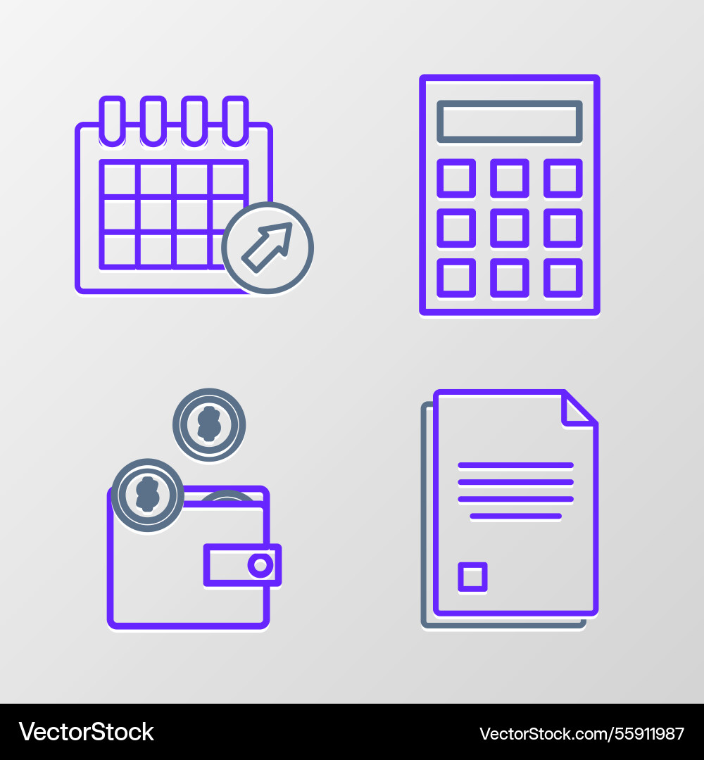 Set line file document wallet with coins Set line file document wallet with coins vector image