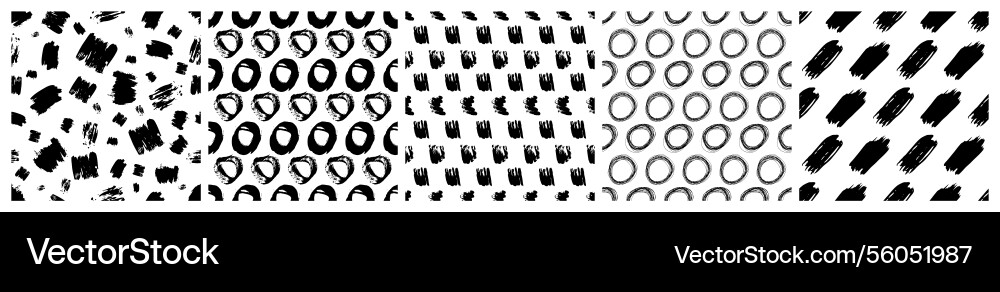 Set of seamless patterns with scribble smears Set of seamless patterns with scribble smears vector image