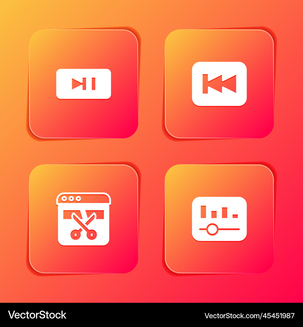 Set pause button rewind video recorder or editor vector image