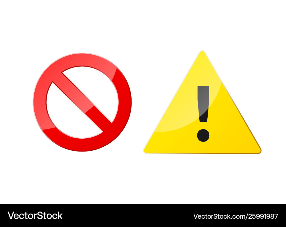 Stop & Attention Icons - Warning & Ban vector image
