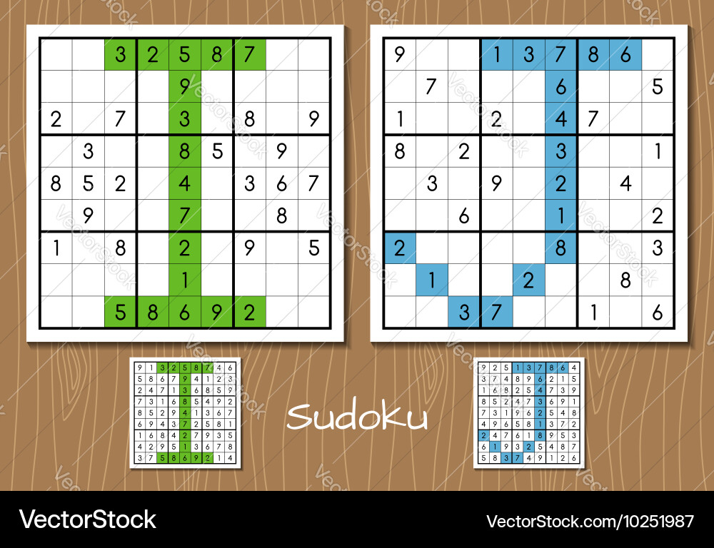 Sudoku Puzzle Set with Solutions vector image