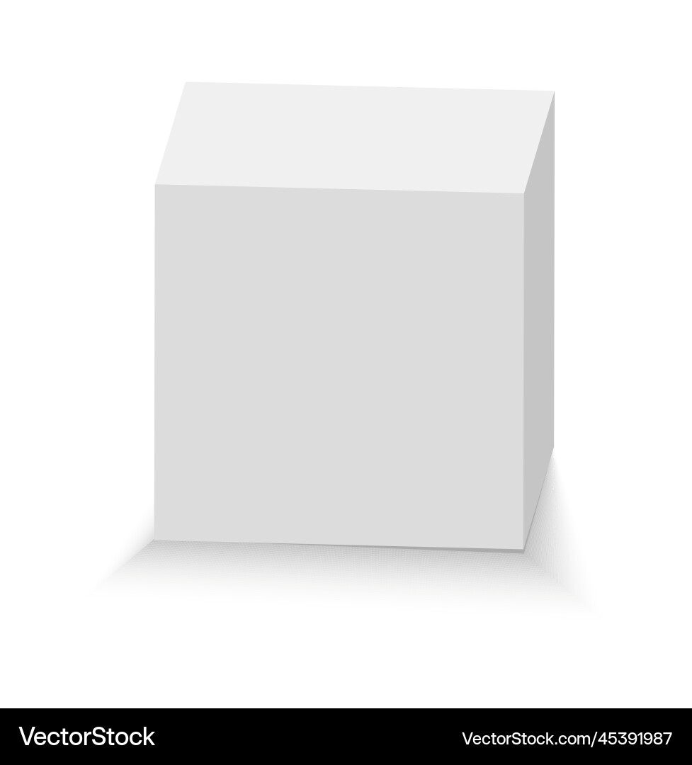 White cube 3d abstract box with shadow geometric vector image
