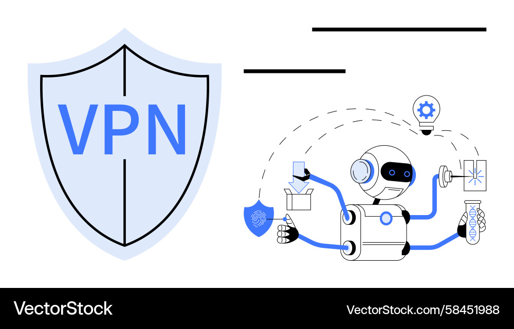 AI Robot Multitasking for Security Vector Image