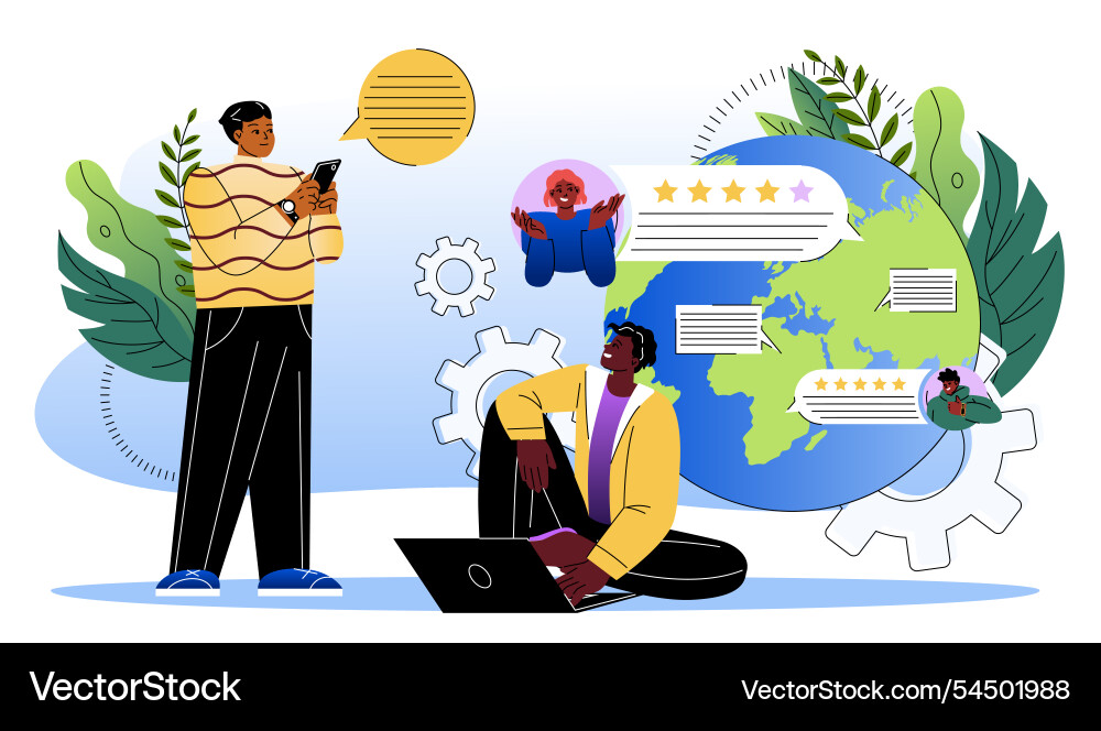 Feedback in social networks men write comments Feedback in social networks men write comments vector image