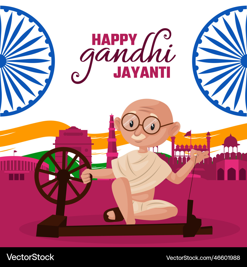 Flat happy gandhi jayanti national festival banner Flat happy gandhi jayanti national festival banner vector image