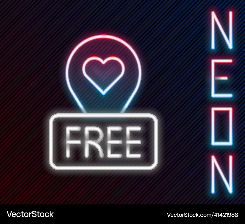 Glowing neon line map pointer with heart icon Glowing neon line map pointer with heart icon vector image