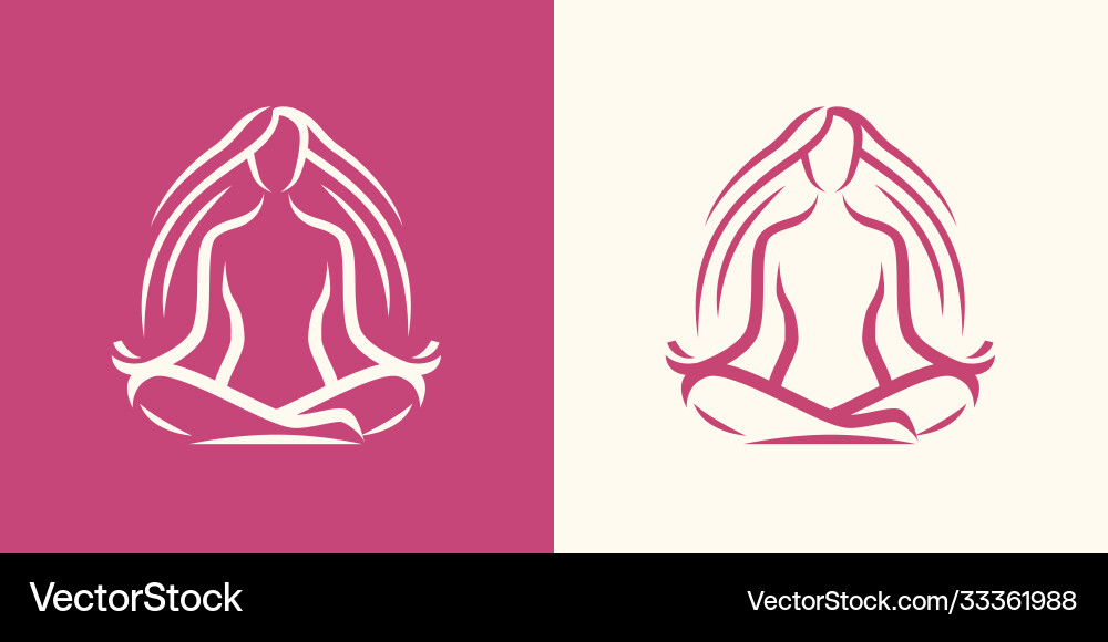 Lotus Yoga Girl - Wellness Logo vektorbild