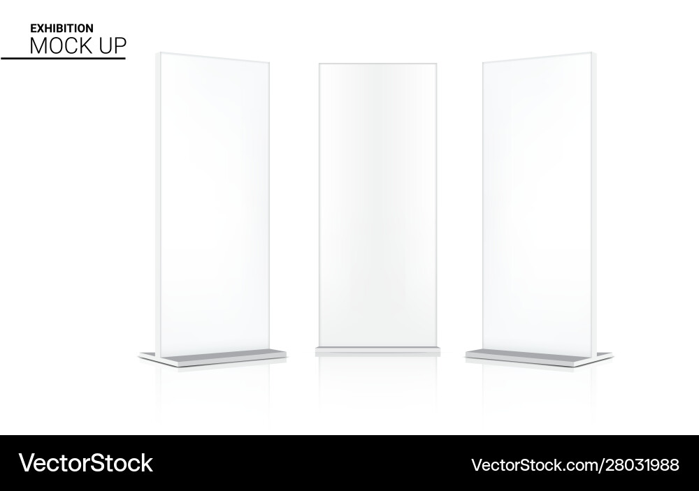 Mock up realistic roll banner kiosk display 3d vector image