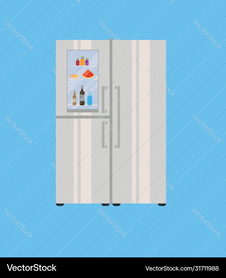 Moderner großer Kühlschrank mit transparentem Türfutter Moderner großer Kühlschrank mit transparentem Türfutter vektorbild