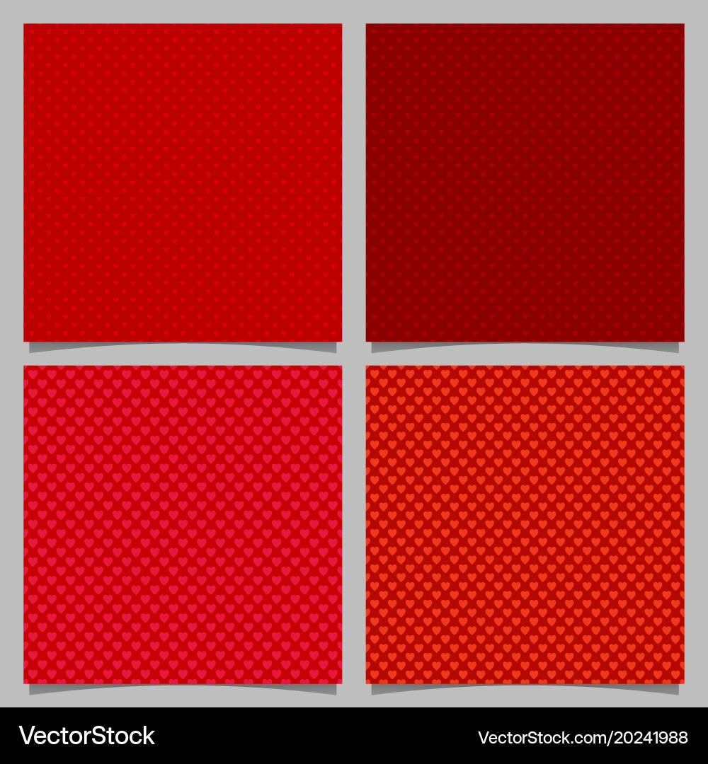 Seamless red heart pattern background set vector image