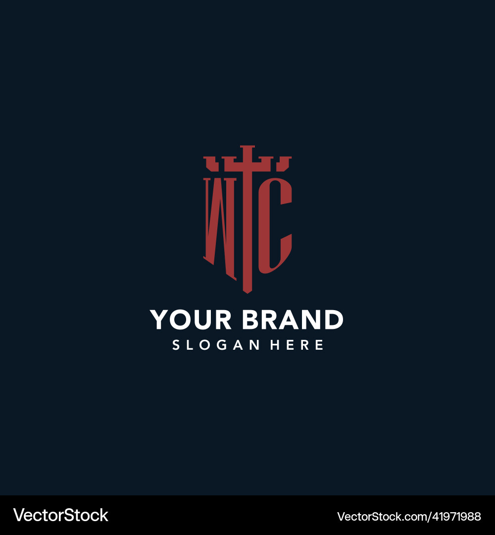 Wc initial monogram logos with sword and shield Vector Image