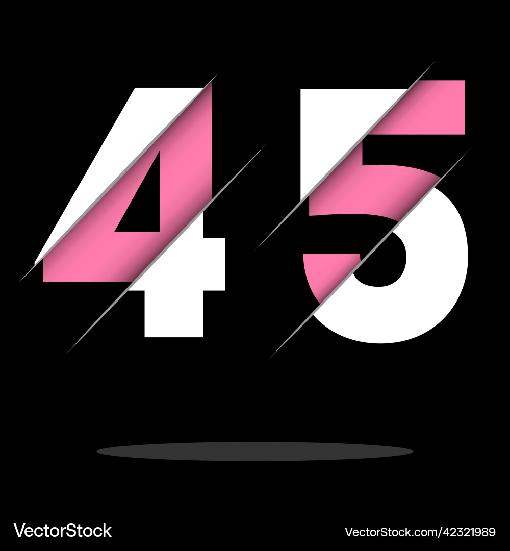 45 4 5 number logo design with a creative cut 45 4 5 number logo design with a creative cut vector image