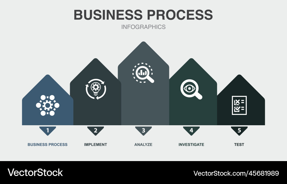Business process implement analyze investigate Vector Image