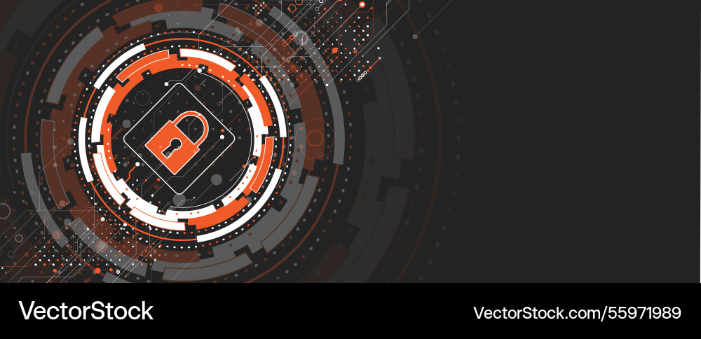 Cyber security lock on circuit board abstract Cyber security lock on circuit board abstract vector image