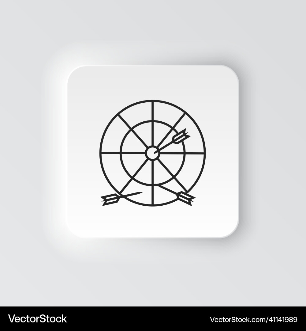 Dartboard target circle neumorphic style icon Vector Image