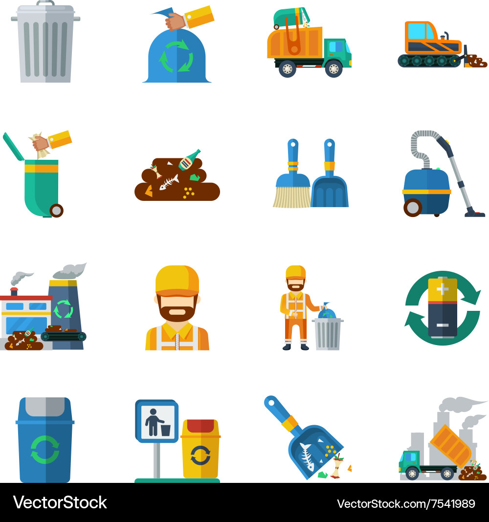 Garbage recycling color icons Vector Image