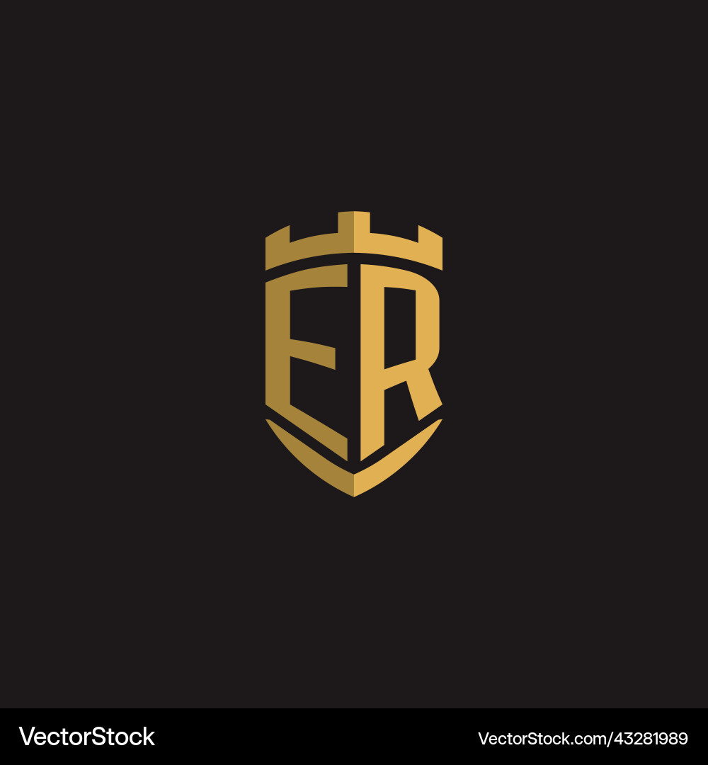 Initials er logo monogram with shield style design vector image