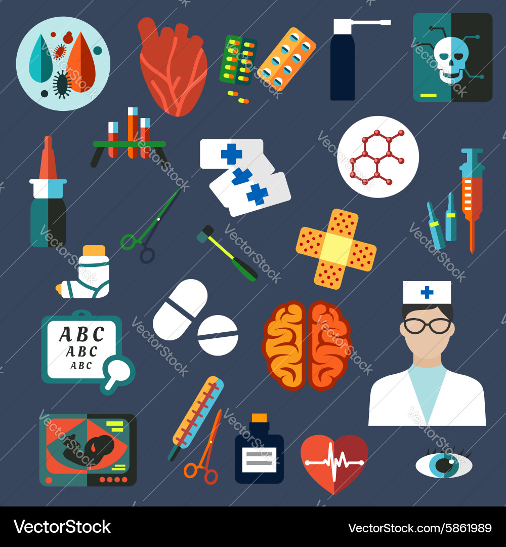 Medizinische und Gesundheitswesen Icons Set Vektorbild