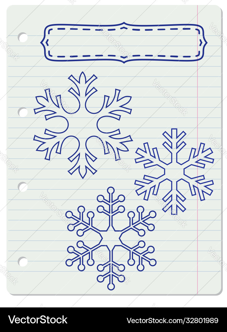 Notebook snowflakes frame vector image