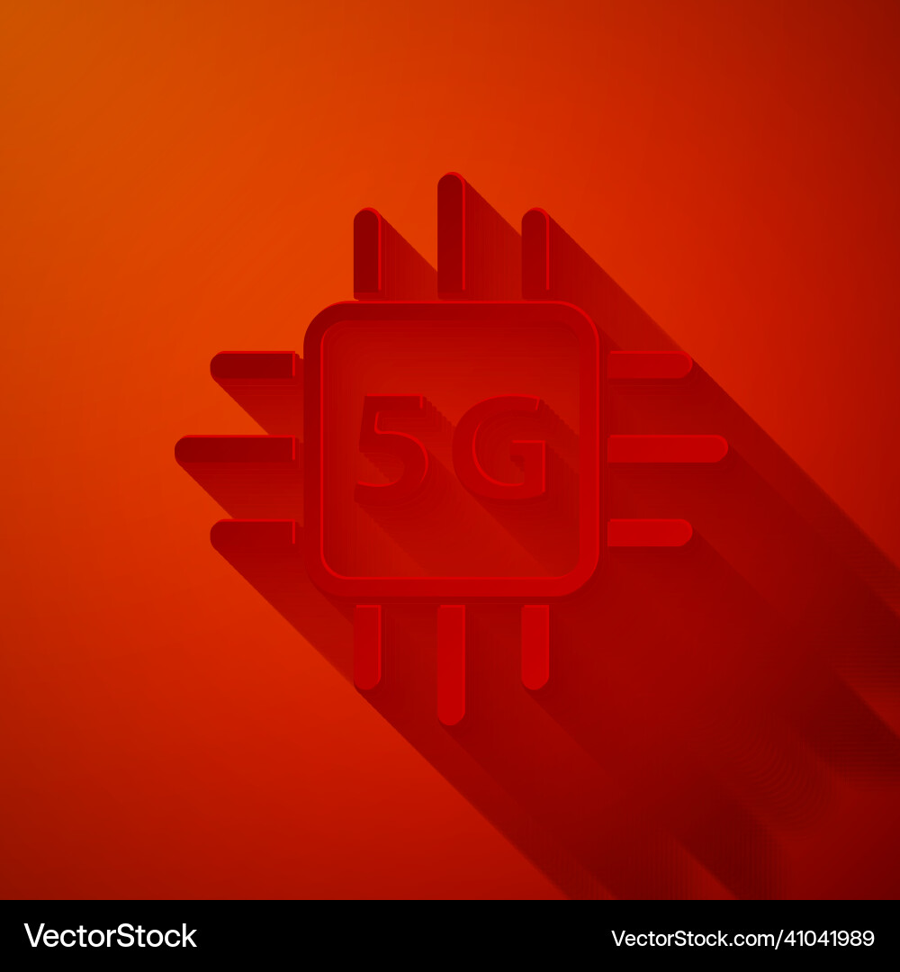 Paper cut computer processor 5g with microcircuits Paper cut computer processor 5g with microcircuits vector image