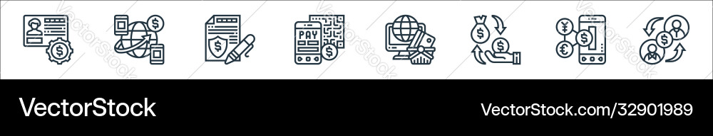 Payment element line icons linear set quality Payment element line icons linear set quality vector image