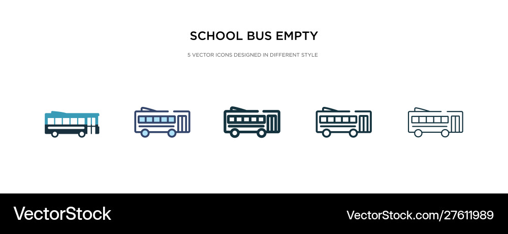 School bus empty icon in different style two vector image