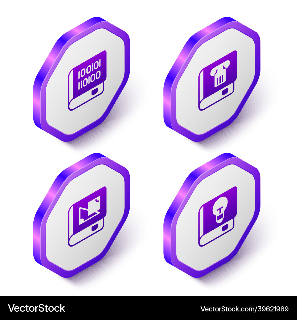 Set isometric books about programming history Set isometric books about programming history vector image