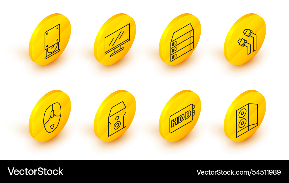 Set line case of computer hard disk drive hdd vector image