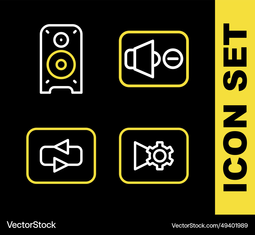 Set line speaker mute music or video settings Vector Image