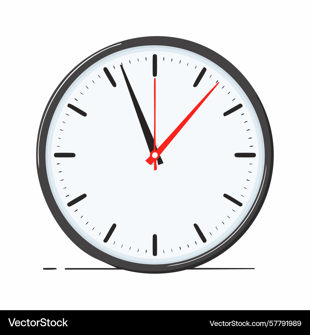 Simple clock showing time with red second hand Simple clock showing time with red second hand vector image