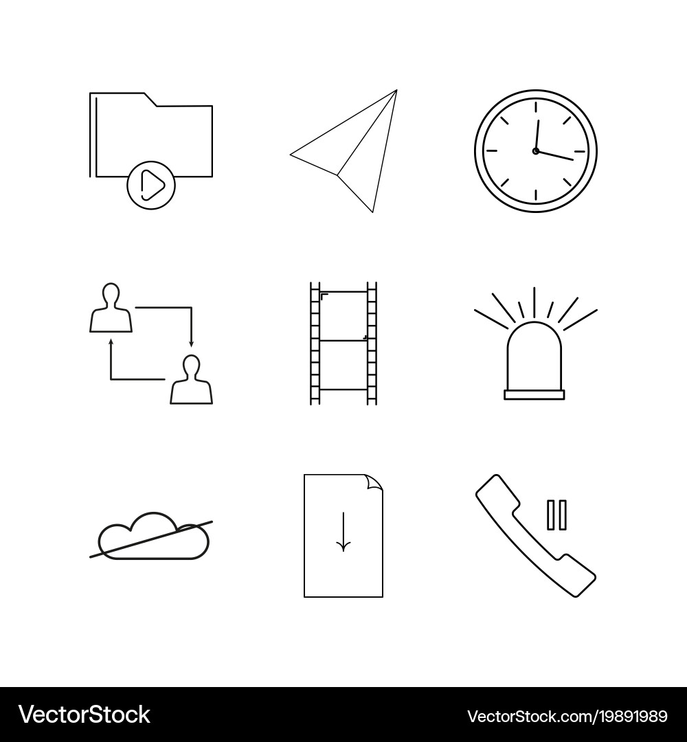 Web linear icon set simple outline icons vector image