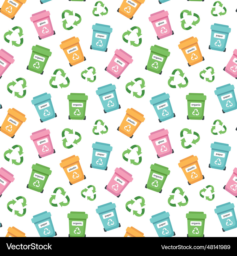 Zero waste concept seamless pattern with garbage Zero waste concept seamless pattern with garbage Vector Image