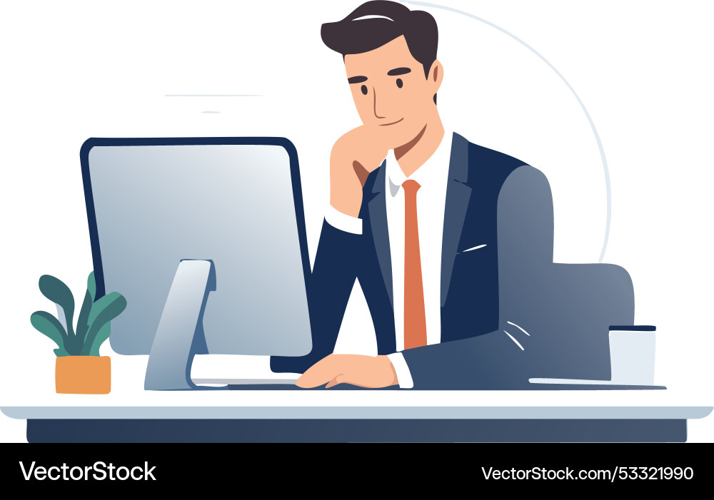 A person in front of computer A person in front of computer Vector Image
