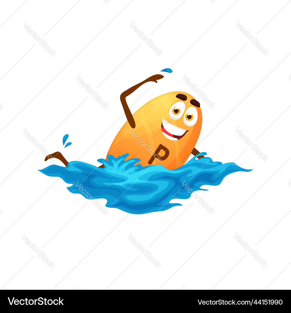 Cartoon phosphorus character swimming in the pool Cartoon phosphorus character swimming in the pool vector image