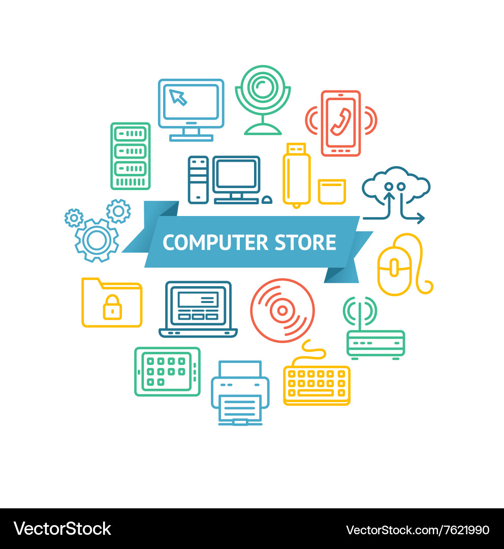 Computer store concept Royalty Free Vector Image