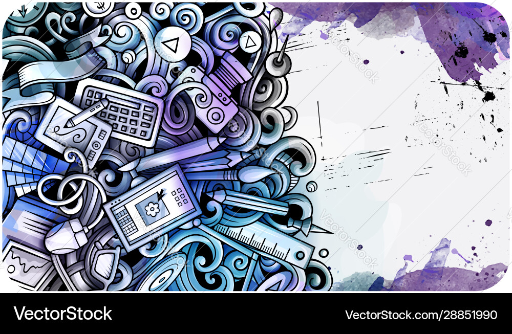 Designer hand drawn doodle banner cartoon Designer hand drawn doodle banner cartoon vector image