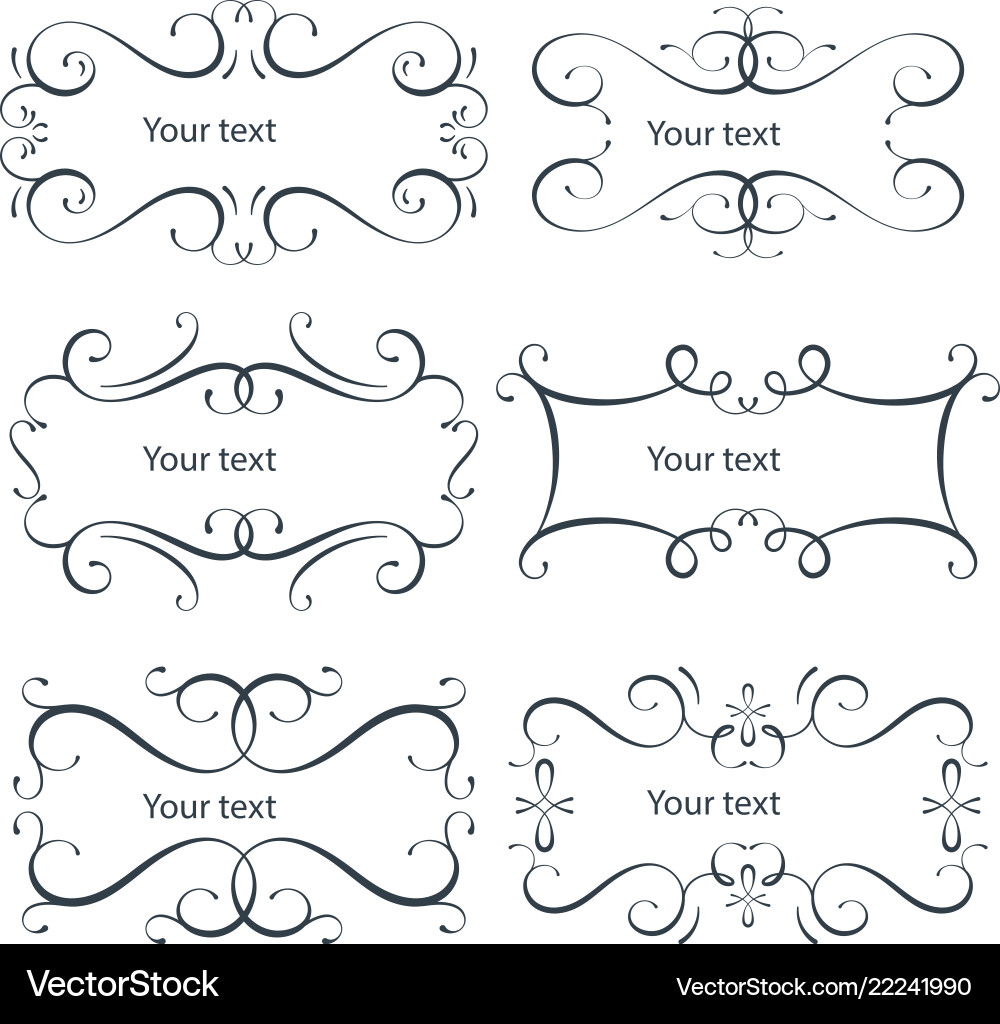 Flourish frames set scroll border vector image
