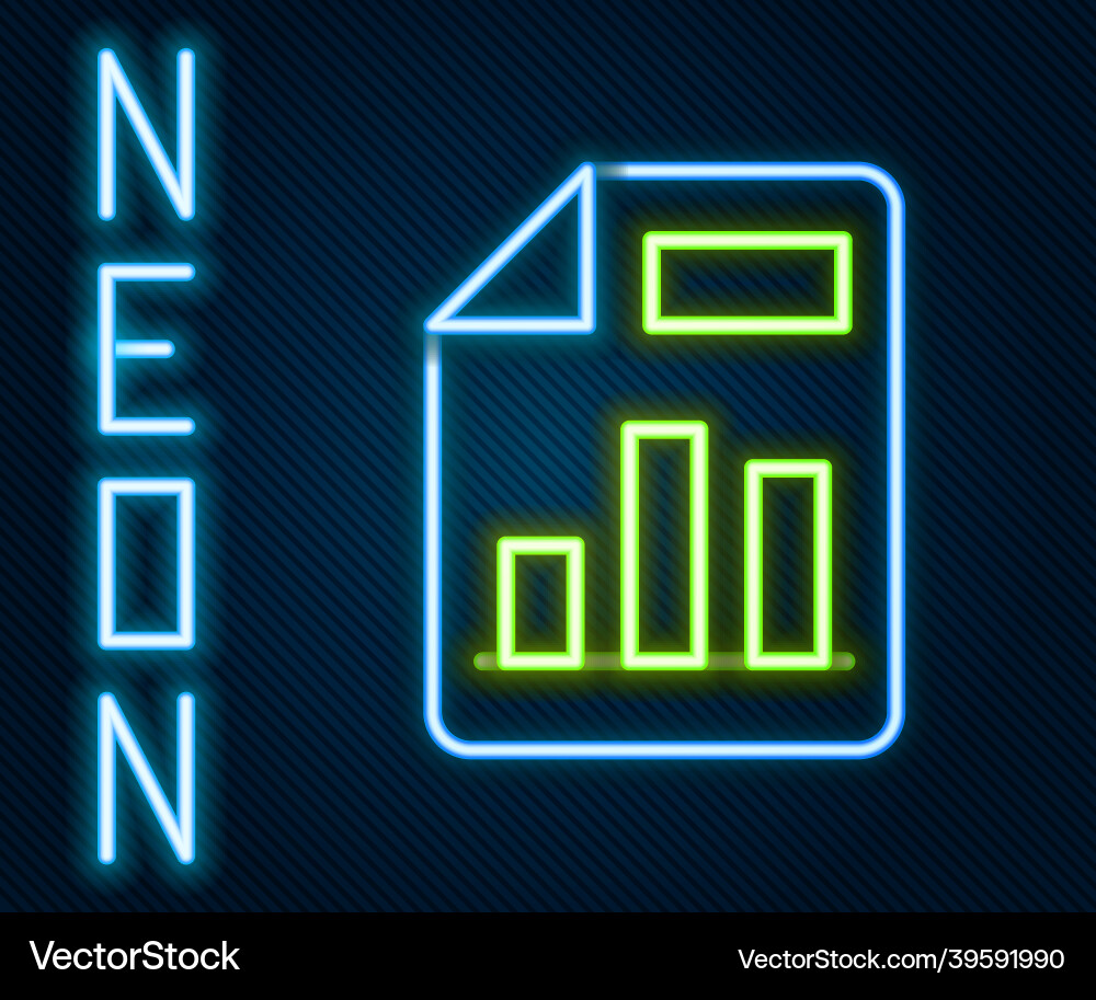 Glowing neon line document with graph chart icon Glowing neon line document with graph chart icon vector image