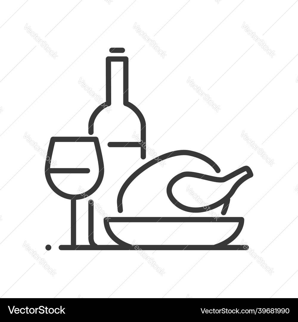 Gourmet food - line design single isolated vector image