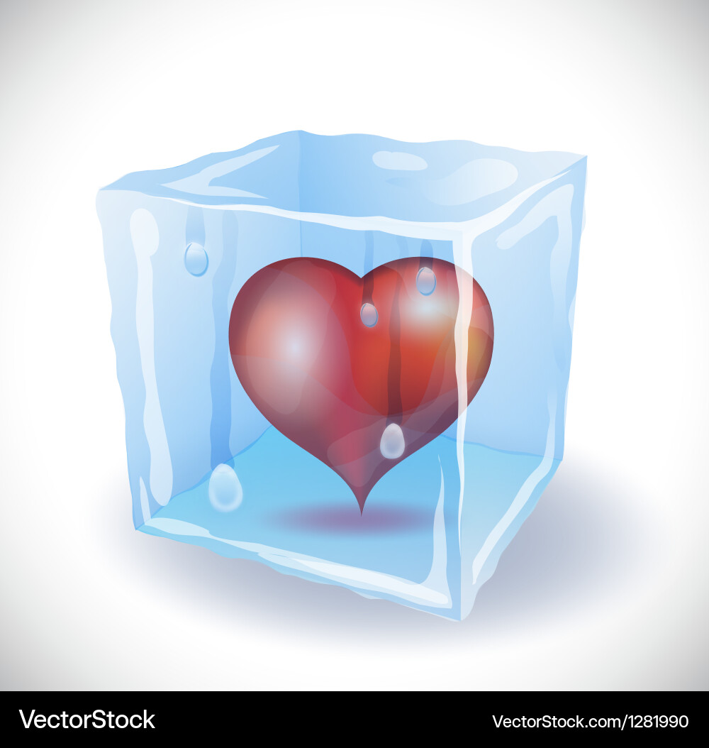 Ice cube with heart vector image